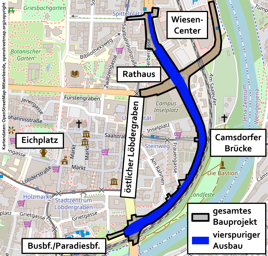 Karte Bauprojekt Osttangente Jena